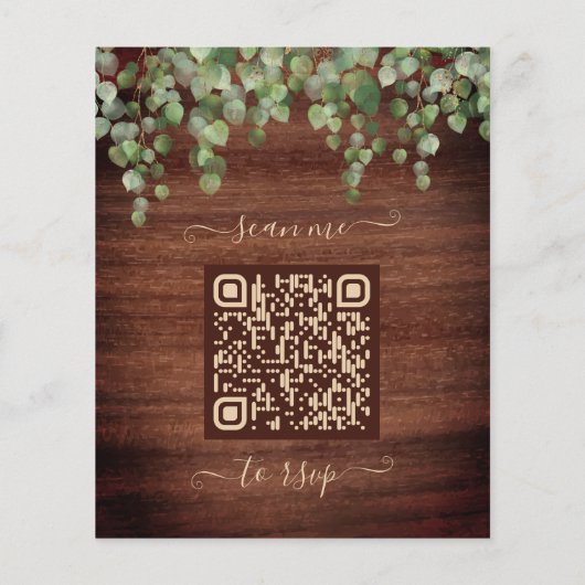 Budget Rustic Greenery QR Code Wedding Uitnodiging (Achterkant)