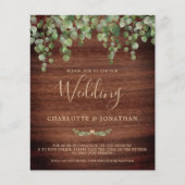 Budget Rustic Greenery QR Code Wedding Uitnodiging (Voorkant)