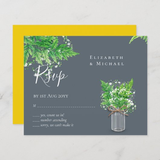 BUDGET Rustic Greenery RSVP Fern Leaves (Voorkant / Achterkant)