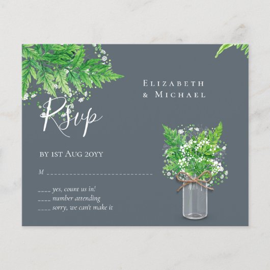 BUDGET Rustic Greenery RSVP Fern Leaves (Voorkant)