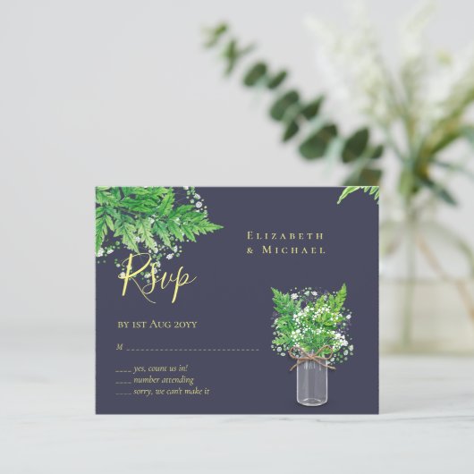 BUDGET Rustic Greenery RSVP Fern Leaves (Staand voorkant)