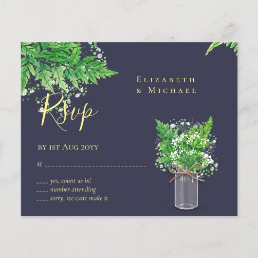 BUDGET Rustic Greenery RSVP Fern Leaves (Voorkant)