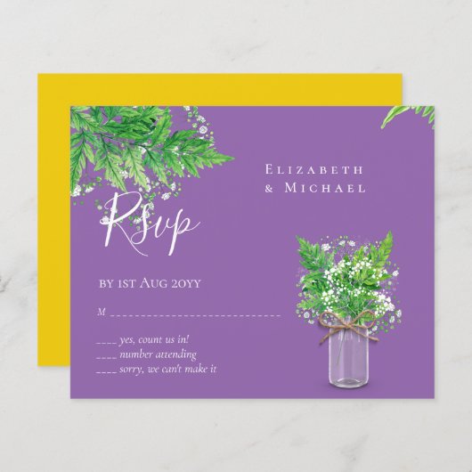 BUDGET Rustic Greenery RSVP Fern Leaves (Voorkant / Achterkant)