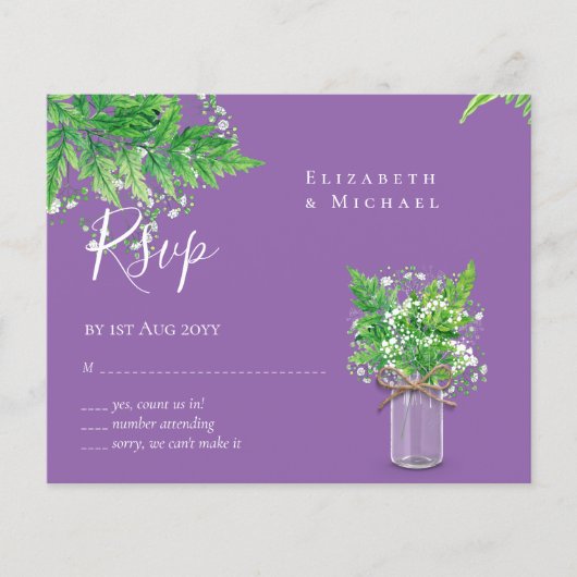 BUDGET Rustic Greenery RSVP Fern Leaves (Voorkant)