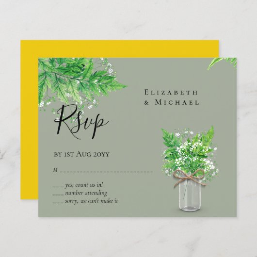 BUDGET Rustic Greenery RSVP Fern Leaves (Voorkant / Achterkant)