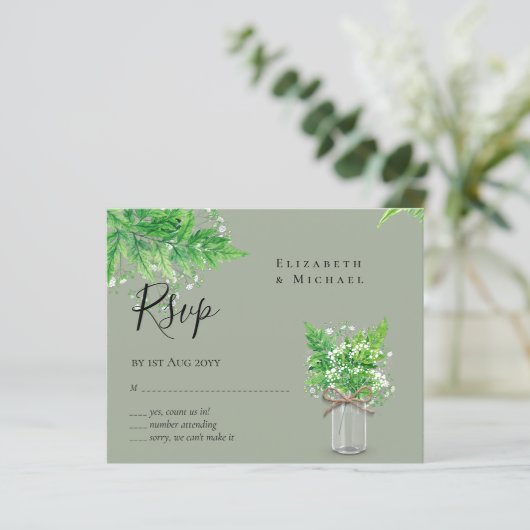 BUDGET Rustic Greenery RSVP Fern Leaves (Staand voorkant)