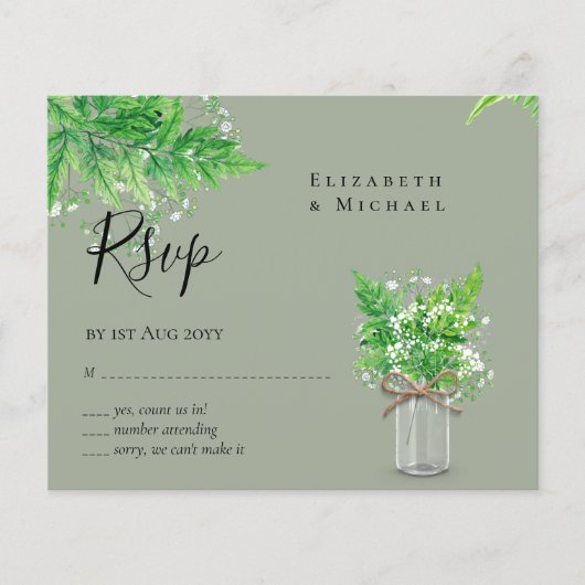 BUDGET Rustic Greenery RSVP Fern Leaves (Voorkant)