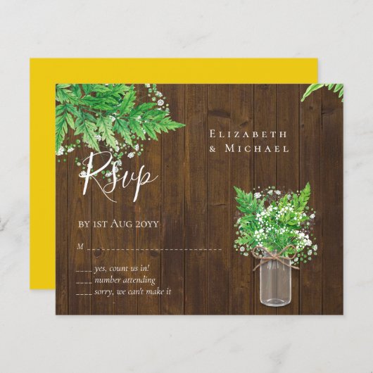 BUDGET Rustic Greenery RSVP Fern Leaves (Voorkant / Achterkant)