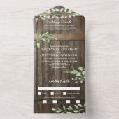 Budget Rustic Greenery Wedding All In One Uitnodiging (Binnen)
