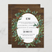 Budget Rustic Greenery Woodland Wedding Invite (Voorkant / Achterkant)