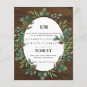 Budget Rustic Greenery Woodland Wedding Invite (Voorkant)