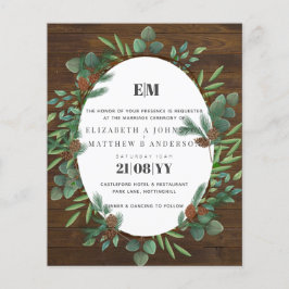 Budget Rustic Greenery Woodland Wedding Invite