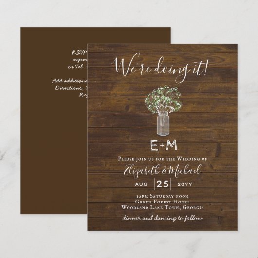 Budget Rustic Gypsophila Mason Jar Wedding (Voorkant / Achterkant)