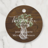 Budget Rustic Gypsophila Mason Jar Wedding Bedankjes Labels (Voorkant)