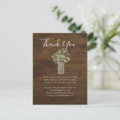 Budget Rustic Gypsophila Mason Jar Wedding Briefkaart (Staand voorkant)