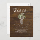 Budget Rustic Gypsophila Mason Jar Wedding Briefkaart (Voorkant / Achterkant)