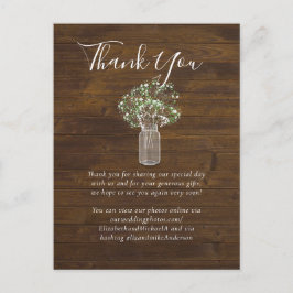 Budget Rustic Gypsophila Mason Jar Wedding Briefkaart