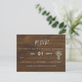 Budget Rustic Gypsophila Mason Jar Wedding RSVP Briefkaart (Staand voorkant)