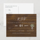 Budget Rustic Gypsophila Mason Jar Wedding RSVP Briefkaart (Voorkant / Achterkant)