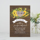 BUDGET Rustic Heart PHOTO Sunflower Wedding Invite (Staand voorkant)