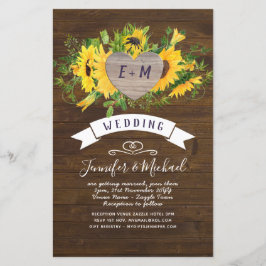 BUDGET Rustic Heart PHOTO Sunflower Wedding Invite