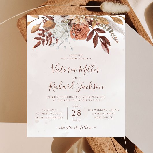 Budget Rustic Herfst Terracotta Bloemige Bruiloft
