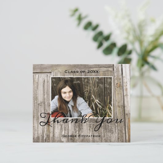Budget Rustic High School Graduation Thank You (Staand voorkant)