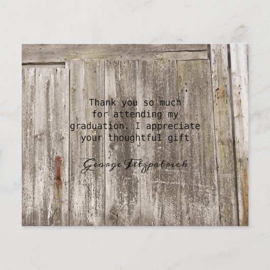 Budget Rustic High School Graduation Thank You (Achterkant)