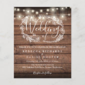 Budget Rustic Houten Slingerlicht Trouw Uitnodigin (Voorkant)