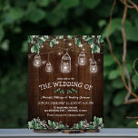 Budget Rustic Jar Greenery Wedding<br><div class="desc">Een mooie bruinbruinbruinbruiloft met een donkere houten schuur,  groen bladerblad,  snaarzentrekkerlicht,  baby-adembloemen en een bewerkbare moderne bruiloft-sjabloon.</div>