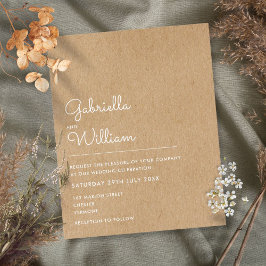 Budget Rustic Kraft Minimalistische Trouw Uitnodig