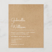 Budget Rustic Kraft Minimalistische Trouw Uitnodig (Voorkant)