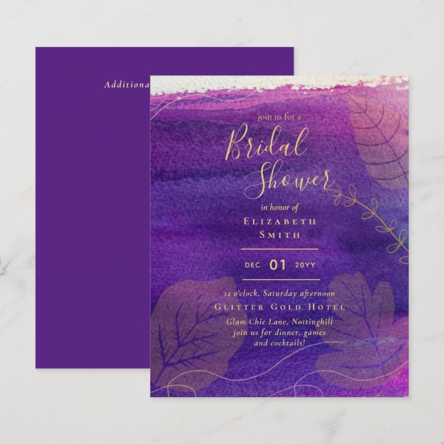 Budget Rustic Lavender Gold Vrijgezellenfeest Invi (Voorkant / Achterkant)