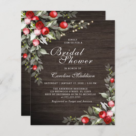 Budget Rustic Light Winter Vrijgezellenfeest Flyer (Voorkant / Achterkant)