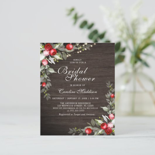 Budget Rustic Light Winter Vrijgezellenfeest Flyer (Staand voorkant)
