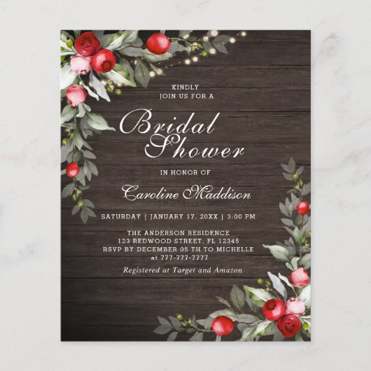 Budget Rustic Light Winter Vrijgezellenfeest Flyer (Voorkant)