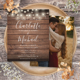 Budget Rustic Lights Foto Huwelijksuitnodiging