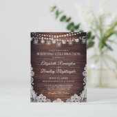 Budget Rustic Lights Jars Lace Wedding Invitation (Staand voorkant)