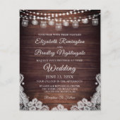 Budget Rustic Lights Jars Lace Wedding Invitation (Voorkant)