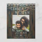 BUDGET RUSTIC LIGHTS LACE PHOTO Wedding Save Date (Voorkant)