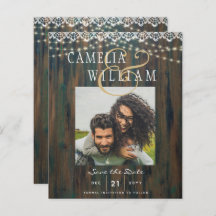 BUDGET RUSTIC LIGHTS LACE PHOTO Wedding Save Date
