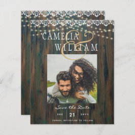 BUDGET RUSTIC LIGHTS LACE PHOTO Wedding Save Date