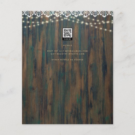 BUDGET RUSTIC LIGHTS LACE VRIJGEZELLENFEEST INVITE FLYER (Achterkant)