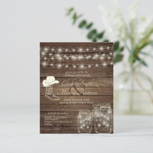 Budget Rustic Lights Mason Jars Cowboy Boot Pet (Staand voorkant)