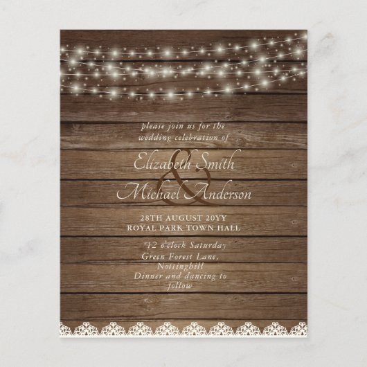 Budget Rustic Lights Mason Jars Lace Wood Wedding (Voorkant)