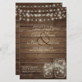 Budget Rustic Lights Mason Jars Wood Weddenschap (Voorkant / Achterkant)