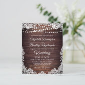 Budget Rustic Lights White Lace Wedding Invitation (Staand voorkant)