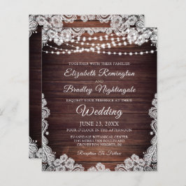Budget Rustic Lights White Lace Wedding Invitation