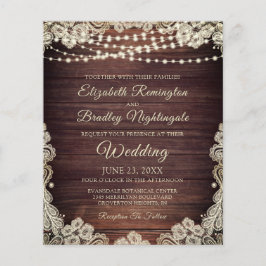 Budget Rustic Livory Lace Wedding Uitnodiging