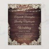 Budget Rustic Livory Lace Wedding Uitnodiging (Voorkant)